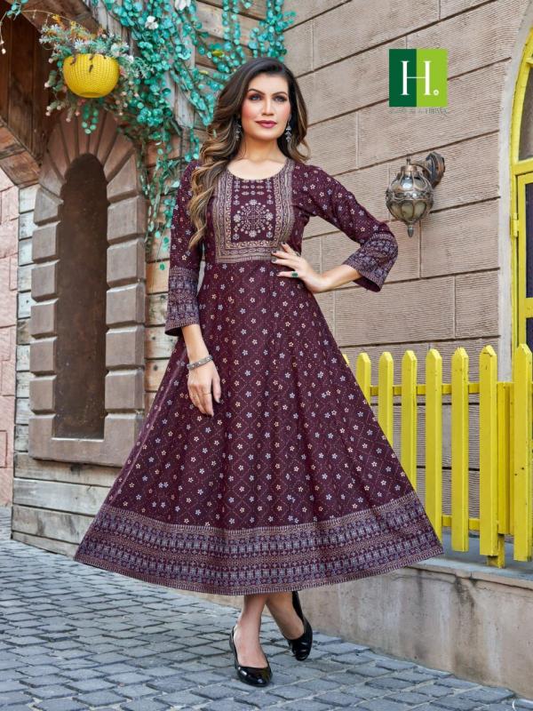 Hirwa Samantha Vol 4 Ethnic Long Rayon Anaraklai Kurti Collection